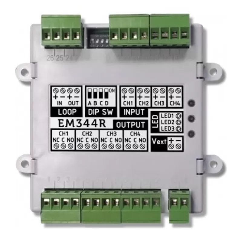 Accesoriu detectie incendiu INIM EM304R Modul INIM adresabil cu 4 iesiri pe releu