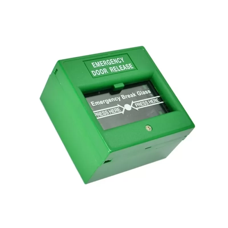 BUTON DE URGENTA VERDE CU GEAM DE STICLA