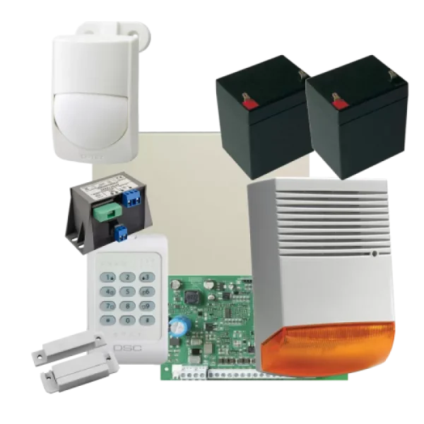 Kit alarma la efractie DSC cu sirena exterioara KIT1404EXT-BS1-OPT