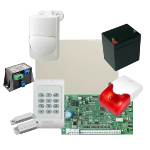 Kit alarma la efractie DSC cu sirena interioara KIT1404INT-OPT