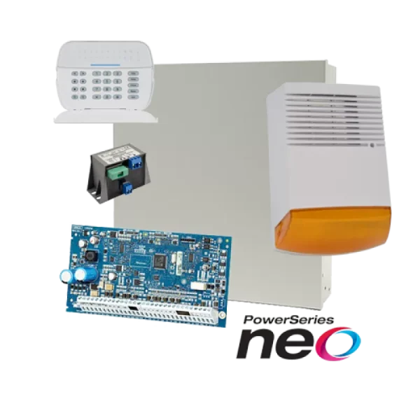 Kit alarma la efractie DSC NEO cu sirena exterioara KIT2016BS