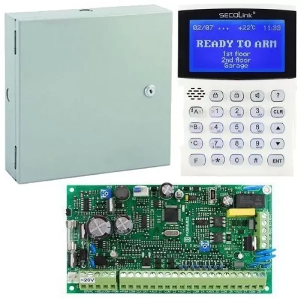 Kit antiefractie Secolink Centrala efractie 32 zone + Tastatura grafica  + Cutie metalica