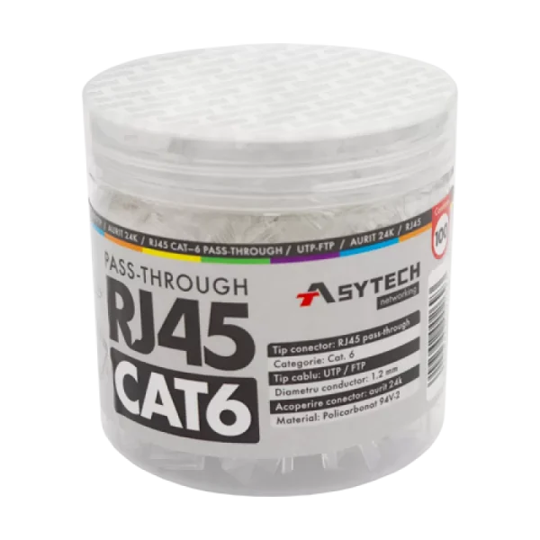 Mufa RJ-45 UTP Cat.6 EZ Passthrough (100 buc) RJ45-CAT6-EZ-JAR