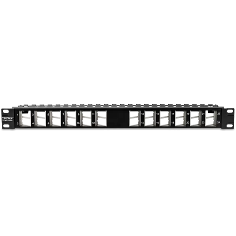 Patch Panel ecranat 24 porturi blank keystone inclinate 1U - TRENDnet TC-KP24SA