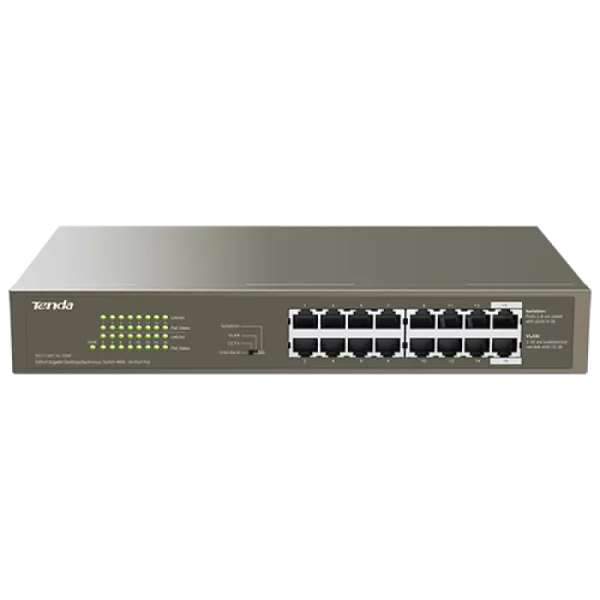 Switch 16 porturi Gigabit PoE - Tenda TND-TEG1116P-16-150W