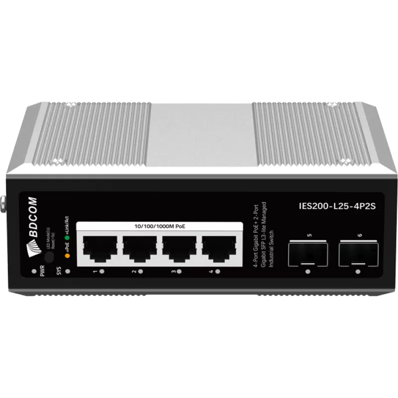 Switch BDCOM IES200-L25-2S4P PoE Industrial cu Management Full Gigabit 4 porturi PoE