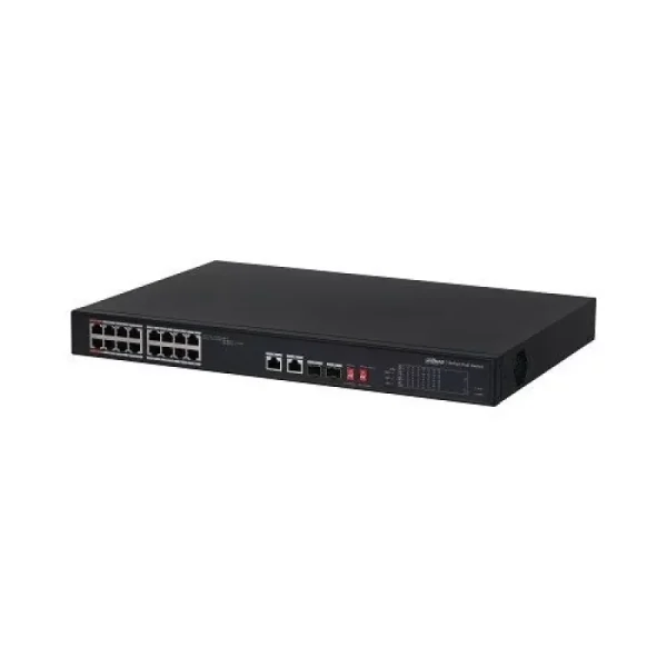 Switch Dahua PFS3218-16ET-135 16 porturi PoE + 2 Port Gigabit + 2 SFP Combo