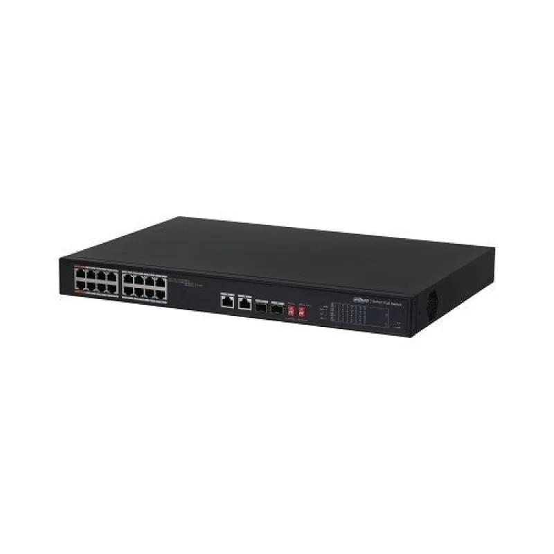 Switch Dahua PFS3218-16ET-135 16 porturi PoE + 2 Port Gigabit + 2 SFP Combo