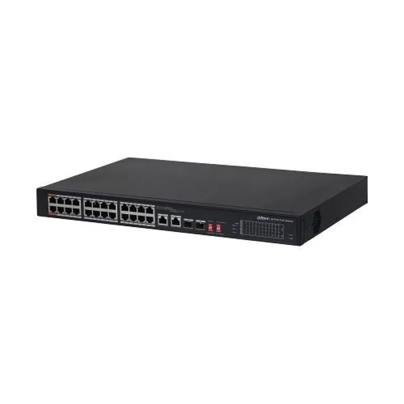 Switch Dahua PFS3226-24ET-240 24 porturi PoE + 2 Port Gigabit + 2 SFP Combo