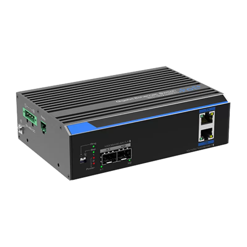 Switch industrial 2 porturi Gigabit PoE